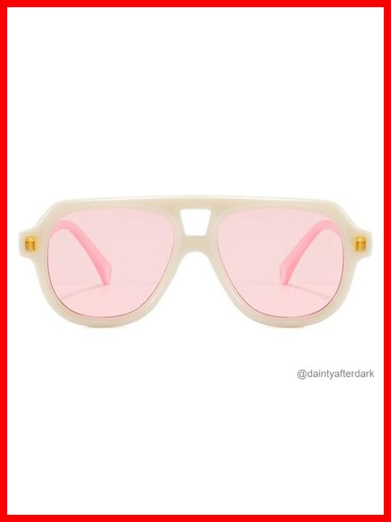 Accessories - Retro Double Bridge Pilot Sunglasses with Gradient Clear Lens UV400